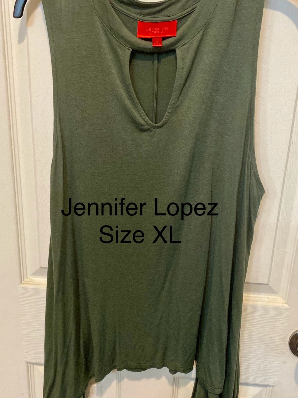 Jennifer Lopez Olive Sleeveless Keyhole Tank